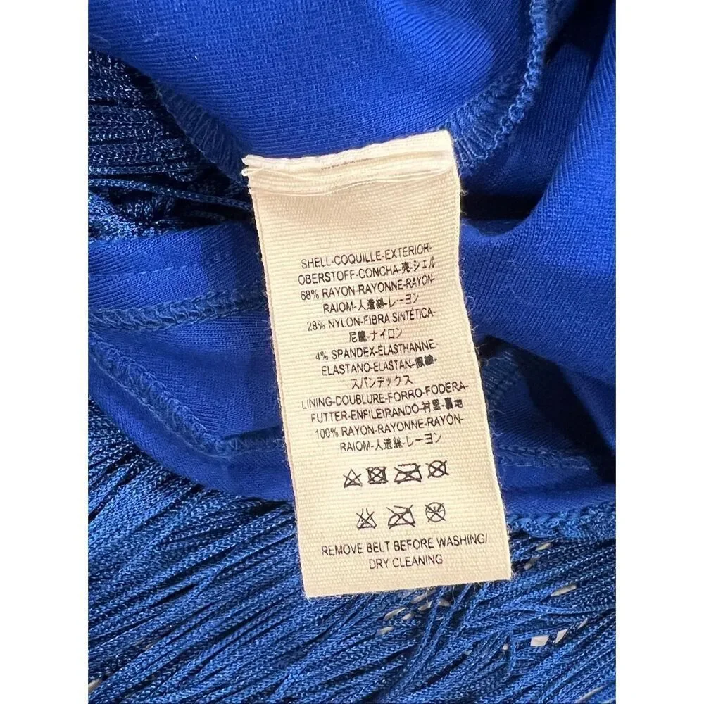 Free People Women's Fringe Element Halter Bodycon Dress Blue Large NWT